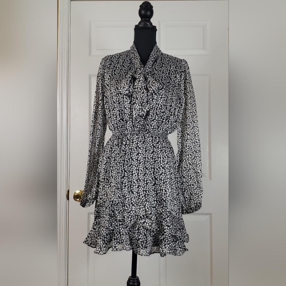 BOW ROMANTIC PRINT MINI DRESS